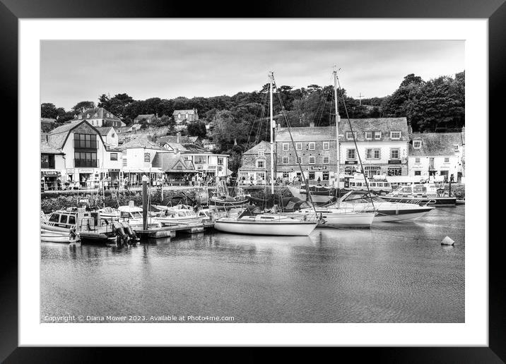 Padstow Harbour in Black and White Framed Mounted Print by Diana Mower