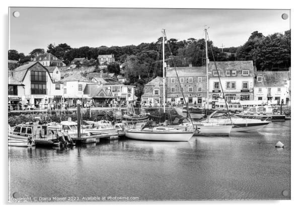 Padstow Harbour in Black and White Acrylic by Diana Mower