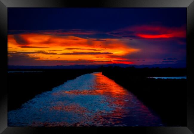 Majestic Sunset over the Camargue Marshes Framed Print by Helkoryo Photography