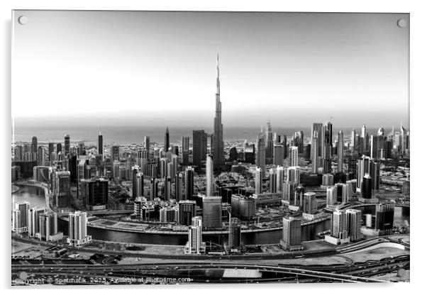 Aerial view Dubai skyscrapers Burj Khalifa UAE Acrylic by Spotmatik 