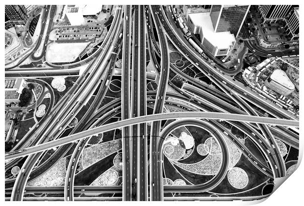 Aerial Dubai Intersection Sheikh Zayed Road Print by Spotmatik 