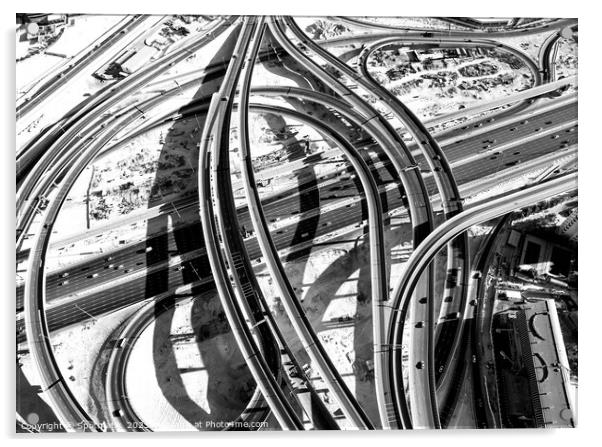 Aerial overhead Dubai Sheikh Zayed Road junction Acrylic by Spotmatik 
