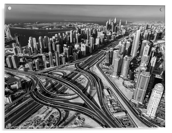 Aerial view of Dubai Interchange Sheikh Zayed Road Acrylic by Spotmatik 