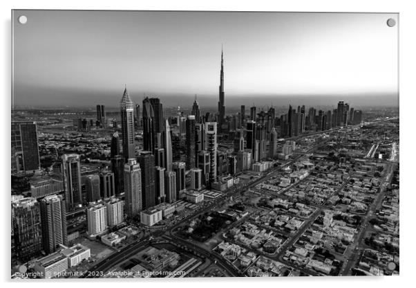 Aerial skyline view of Dubai city skyscrapers UAE Acrylic by Spotmatik 