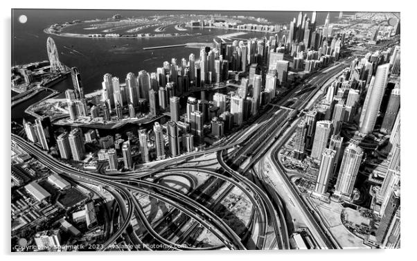 Aerial Dubai Interchange Sheikh Zayed Road Acrylic by Spotmatik 
