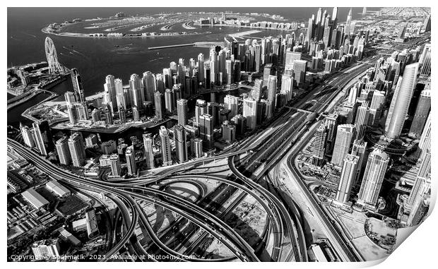 Aerial Dubai Interchange Sheikh Zayed Road Print by Spotmatik 