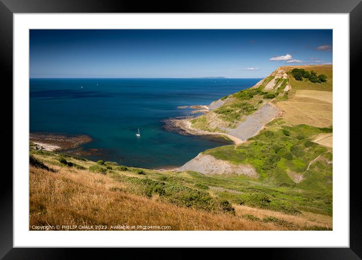 Dorset coast on a sunny day 859 Framed Mounted Print by PHILIP CHALK