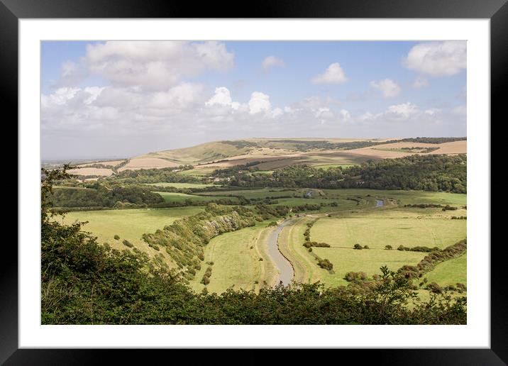 Cuckmere River through South Downs Framed Mounted Print by Sally Wallis