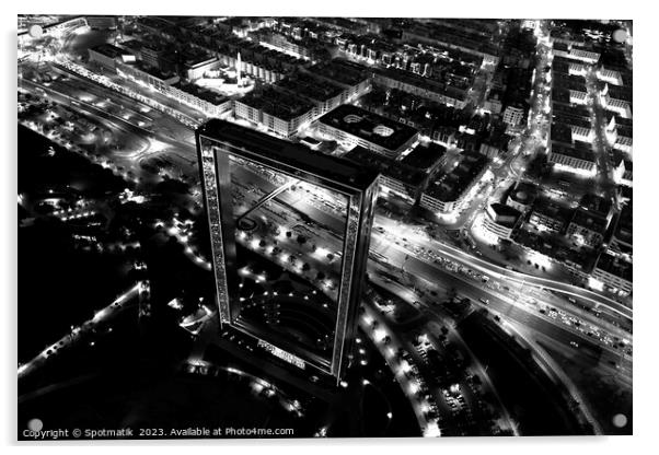 Aerial Dubai night The Frame Zabeel Park UAE Acrylic by Spotmatik 