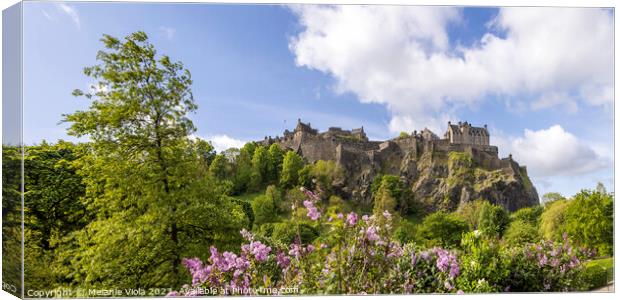 Princes Street Gardens & Edinburgh Castle | Panoramic View Canvas Print by Melanie Viola