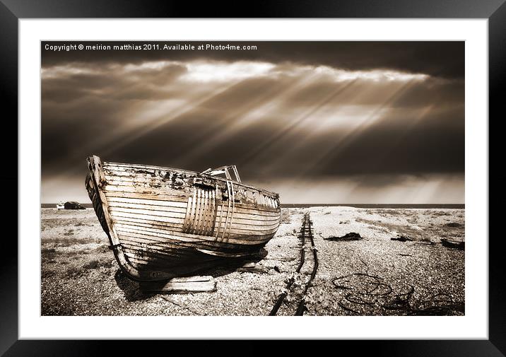 fishing boat graveyard toned Framed Mounted Print by meirion matthias