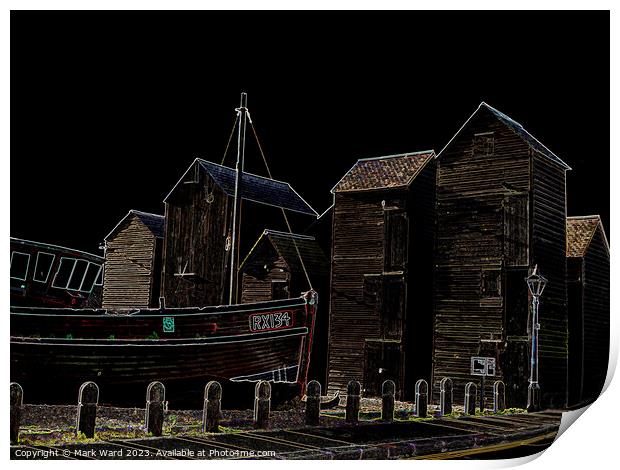 The Net Shops of Old Hastings. Print by Mark Ward
