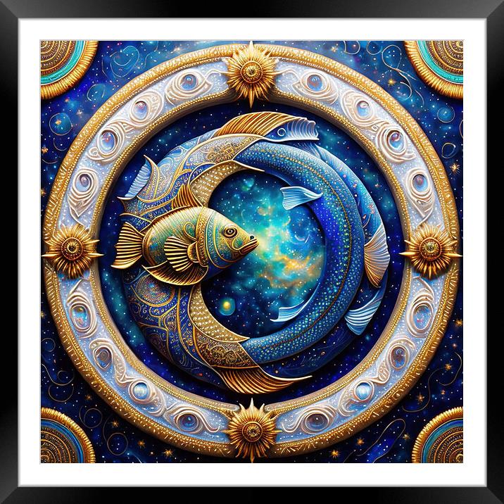 Pisces - The Water Dance Framed Mounted Print by Roger Mechan