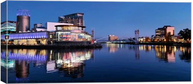Salford Quays Reflections, Blue Hour Canvas Print by Michele Davis