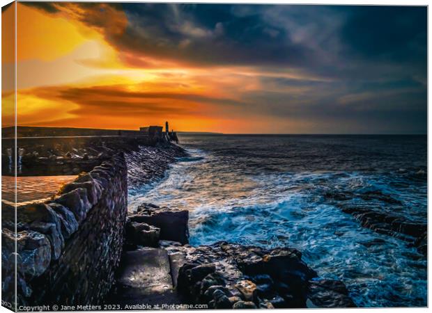 Porthcawl Lighthouse Canvas Print by Jane Metters
