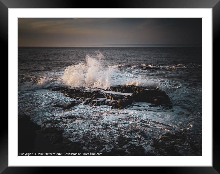 Crashing Waves  Framed Mounted Print by Jane Metters