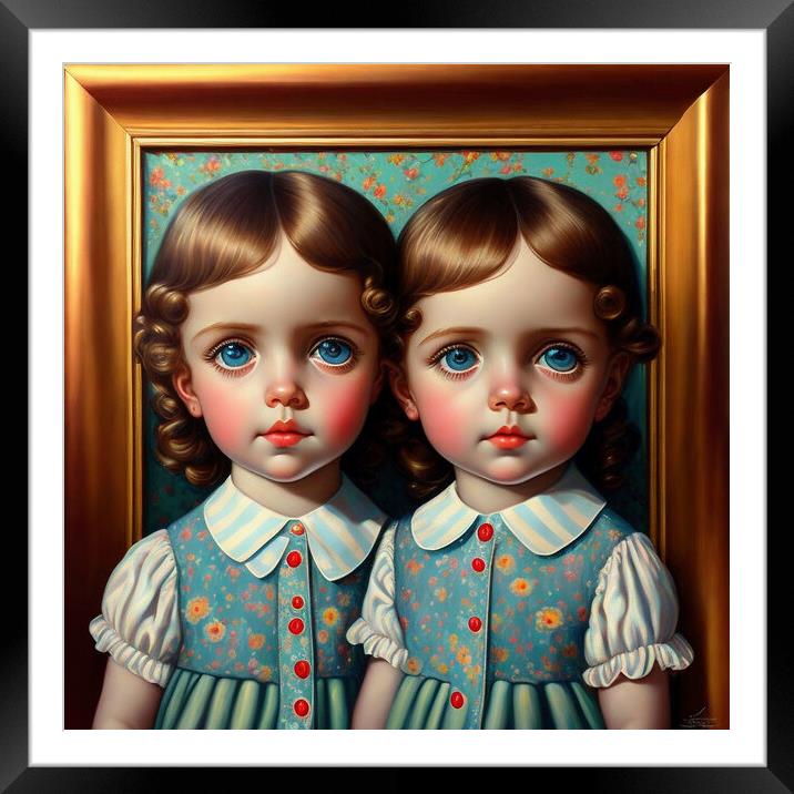 Joyful Gemini Girls Framed Mounted Print by Roger Mechan