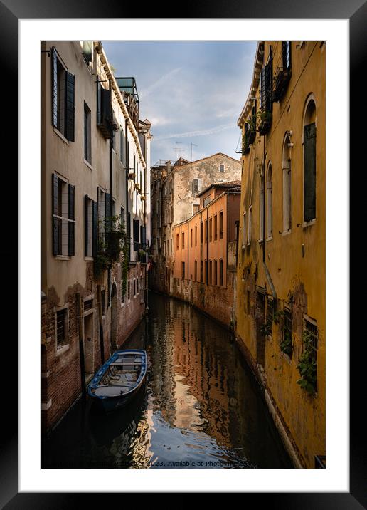Small Canal in Venice, Italy Framed Mounted Print by Dietmar Rauscher