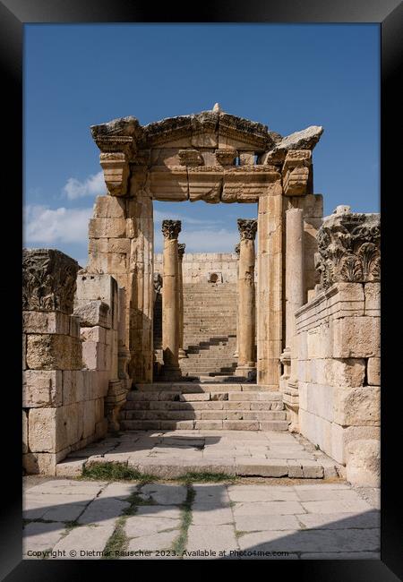 Gerasa or Jerash Cathedral Gateway Framed Print by Dietmar Rauscher