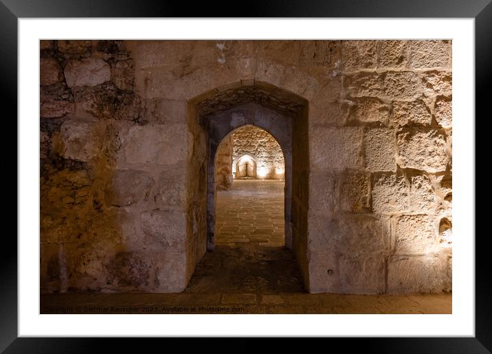 Ajloun Castle Interior in Jordan Framed Mounted Print by Dietmar Rauscher