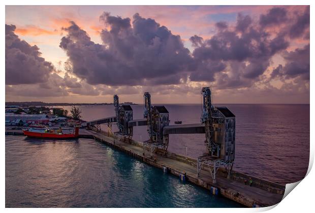 Cruise Port in Barbados Print by Roger Green