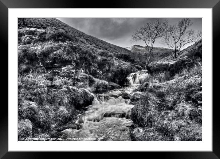 Fair Brook in Monochrome Framed Mounted Print by Chris Drabble