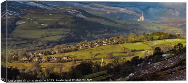 Hathersage in Winter light Canvas Print by Chris Drabble