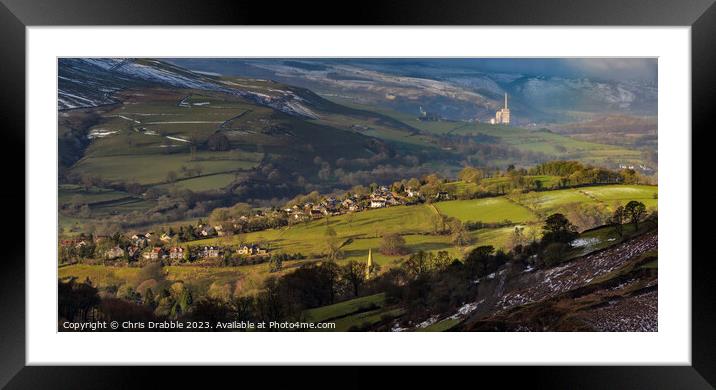Hathersage in Winter light Framed Mounted Print by Chris Drabble