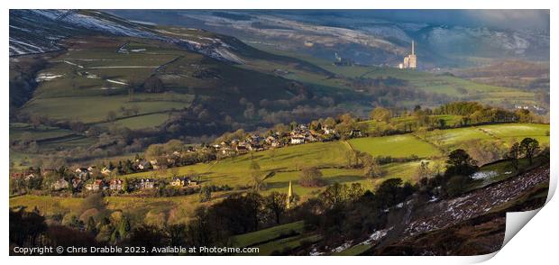 Hathersage in Winter light Print by Chris Drabble