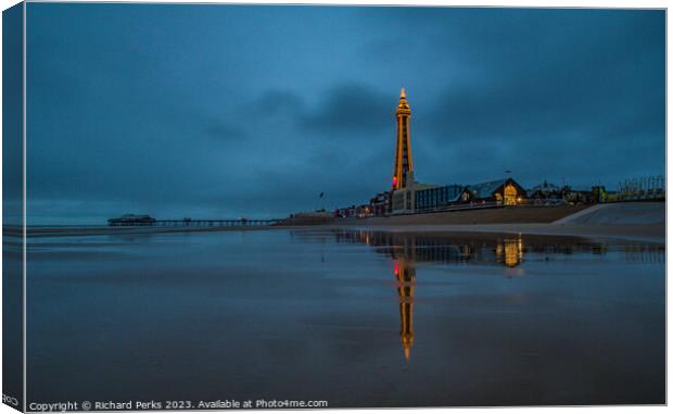 Storm Reflections - Blackpool Tower Canvas Print by Richard Perks