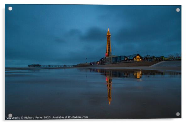 Storm Reflections - Blackpool Tower Acrylic by Richard Perks