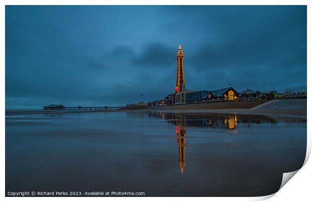 Storm Reflections - Blackpool Tower Print by Richard Perks