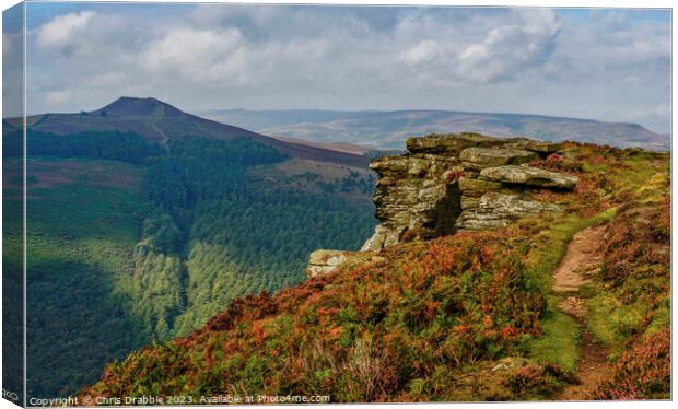 Win Hill from Bamford Edge (1) Canvas Print by Chris Drabble