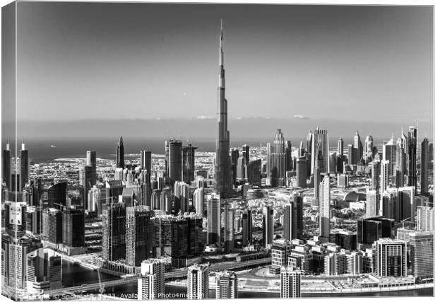 Aerial Dubai Burj Khalifa Skyscraper Business Bay  Canvas Print by Spotmatik 
