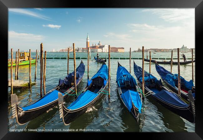 Gondolas in Venice Framed Print by Slawek Staszczuk