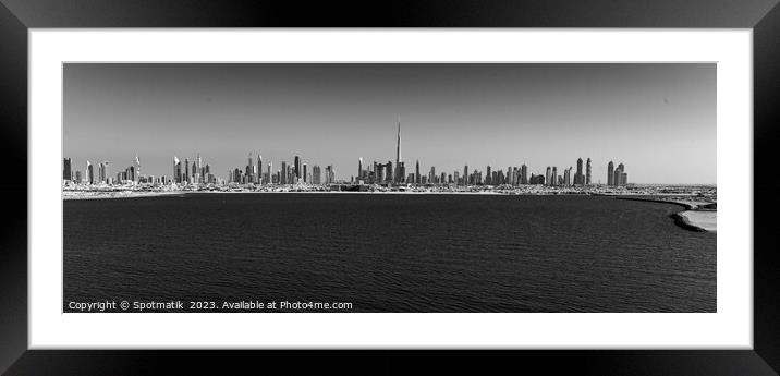 Aerial Panorama of Skyscrapers Dubai city Skyline Framed Mounted Print by Spotmatik 