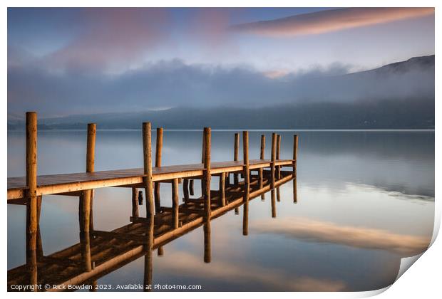 Serene Sunrise Over Derwent Water Print by Rick Bowden