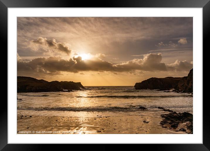 rough weather walking around Anglesey coastline  Framed Mounted Print by Gail Johnson