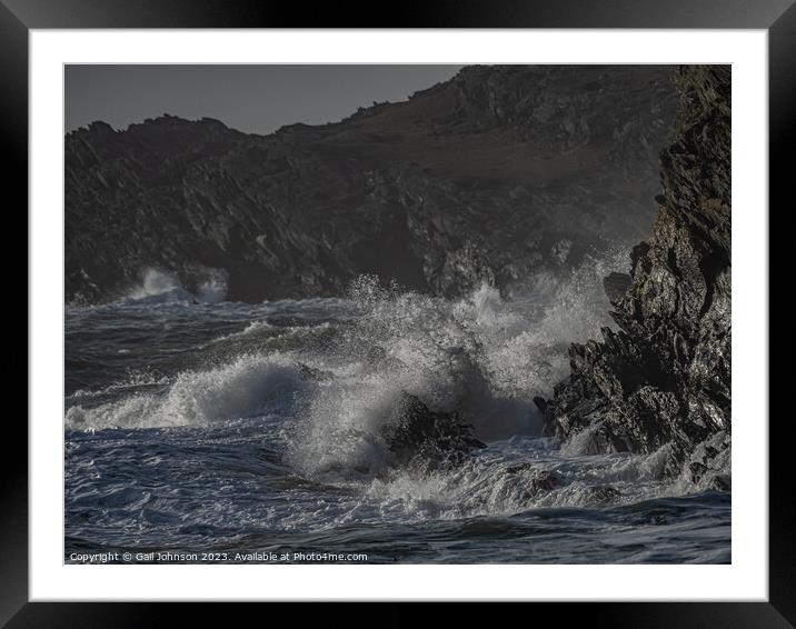 rough weather walking around Anglesey coastline  Framed Mounted Print by Gail Johnson