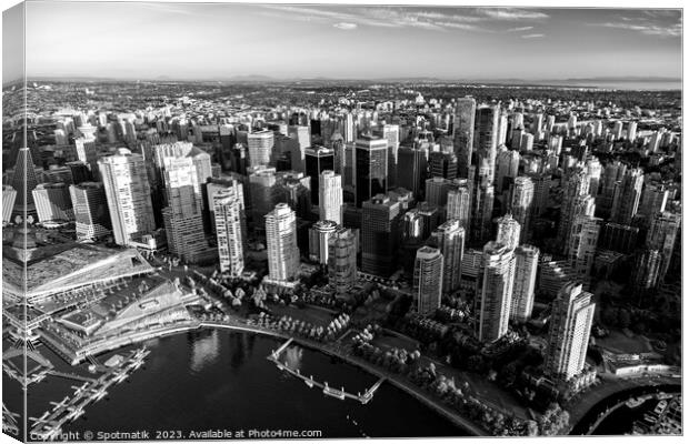 Aerial Vancouver Harbour Skyscrapers Canada Canvas Print by Spotmatik 