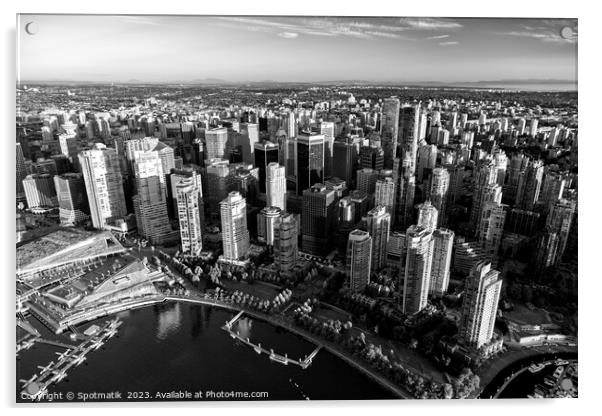 Aerial Vancouver Harbour Skyscrapers Canada Acrylic by Spotmatik 