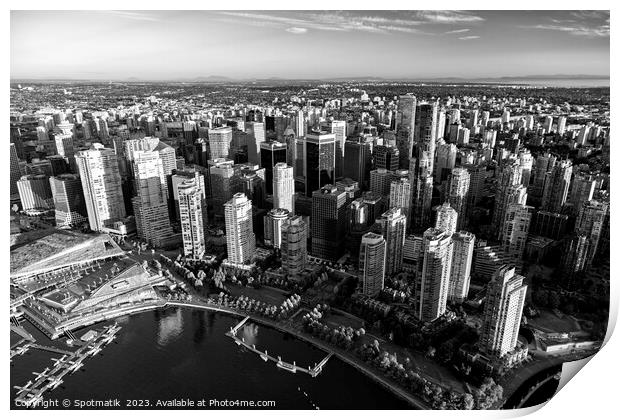 Aerial Vancouver Harbour Skyscrapers Canada Print by Spotmatik 