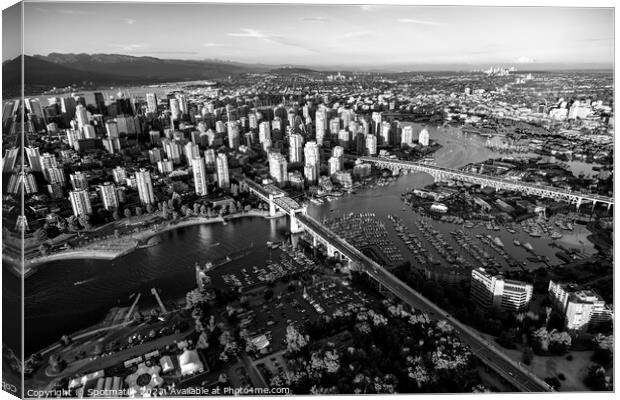 Aerial view Vancouver skyscrapers Burrard Street Canvas Print by Spotmatik 