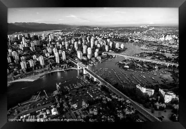 Aerial view Vancouver skyscrapers Burrard Street Framed Print by Spotmatik 
