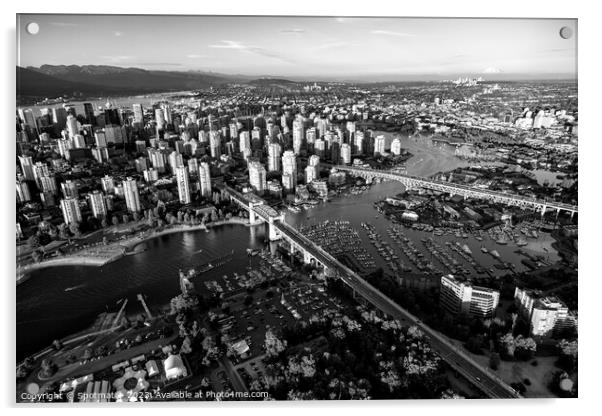 Aerial view Vancouver skyscrapers Burrard Street Acrylic by Spotmatik 