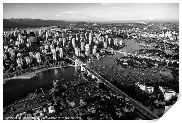 Aerial view Vancouver skyscrapers Burrard Street Print by Spotmatik 