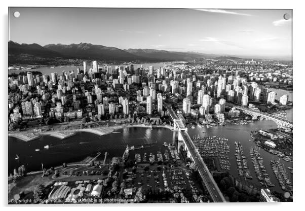 Aerial Vancouver skyscrapers Burrard Street Bridge Acrylic by Spotmatik 