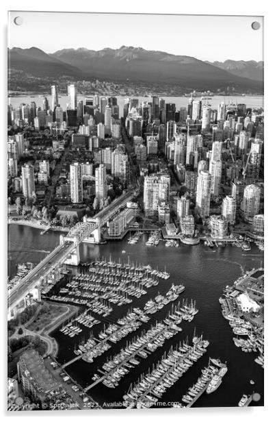Aerial Vancouver skyscrapers Burrard Street Bridge Acrylic by Spotmatik 
