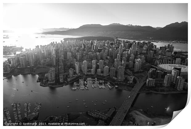 Aerial sunset Vancouver British Columbia Canada Print by Spotmatik 