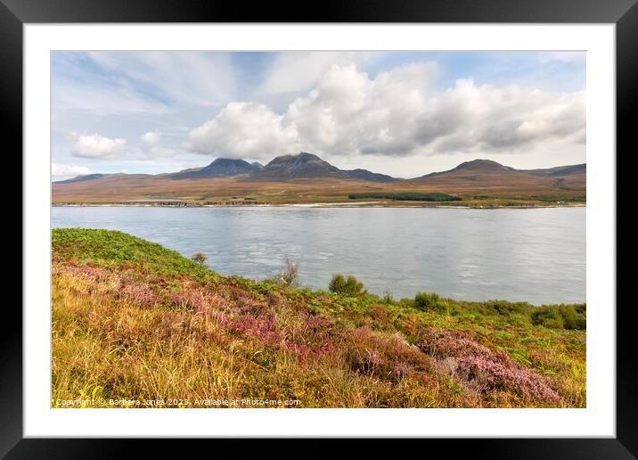 Paps of Jura in Late Summer Scotland. Framed Mounted Print by Barbara Jones
